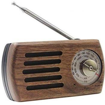 Radio Portatil Pequeña, Radio Portátil de Bolsillo Am/FM Radio Personal de Madera de Nogal Retro con Pilas con la Mejor Radio de Transistor de Recepción para Caminar, Correr, Gimnasio, Acampar