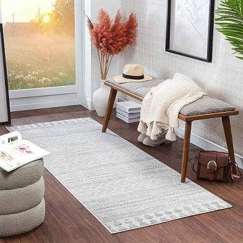 Surya Mykonos Scandinavian Boho Runner Rug, Rectangular, 8mm Pile Height, Modern Short-Pile Living Room and Hallway Carpet (80x220 cm)