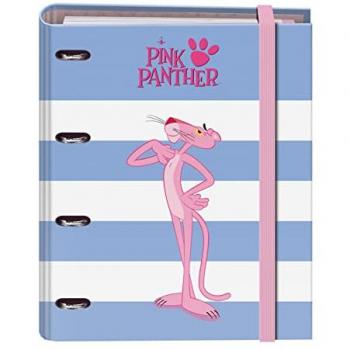 Carpeta A4 con Goma Elástica y Recambio Cuadriculado Pink Panther - 100 Hojas, Separadores y Sobre de Plástico