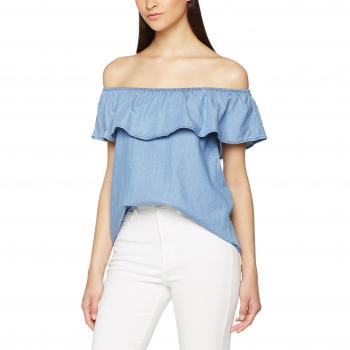 Vero Moda Vmemilia Sl Chambray Frill Top, Camiseta sin Mangas para Mujer