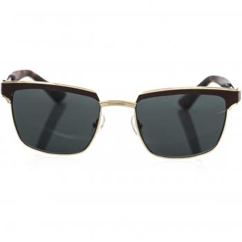 Frankie Morello Brown Metallic Fibre Clubmaster Sunglasses with Shaded Blue Lenses, Male, Size: ONE SIZE