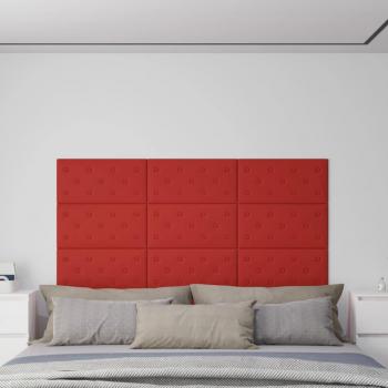 Paneles de Pared 12 uds Cuero Sintético Rojo Tinto 60x30 cm 2,16 m²