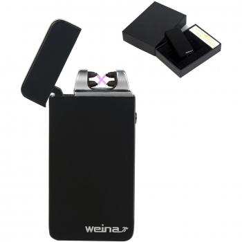 Encendedor de Doble Arco Sin Llama WEINAS® Mechero Eléctrico USB Recargable Resistente al Viento - Negro