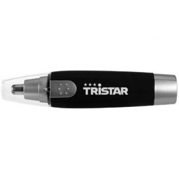 Tristar TR-2587 - Cortapelos de nariz y oreja, sin cable, con mango de goma, Negro, Plata