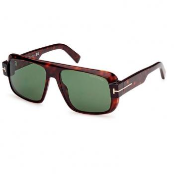 Tom Ford FT1101 Classic Sunglasses for Men with Green Lenses in Dark Havana, Unisex, Size 58 MM
