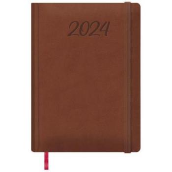 Agenda Dohe Manaos 2024 Día Página 17x24 cm Marrón con Cubierta de Polipiel, Cierre de Goma Elástica y Papel Ahuesado - Referencia Dohe12756