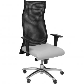 Sillón de Oficina Sahuco Similpiel Gris Claro Ergonómico Regulable en Altura con Mecanismo Sincro