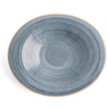 Plato Hondo de Porcelana Reforzada 29cm Azul Brillo, Higiénico, Apilable y Apto para Microondas y Horno hasta 170ºC