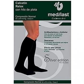 MEDIALAST Negro Pantimedias, CALCETIN Comp. Normal Silver Edition L para Mujer
