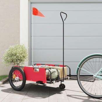 Remolque para bicicletas de tela Oxford y hierro rojo y negro Vidaxl