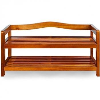 Zapatero de Madera de Acacia Sólida 2 Estantes 74x26x42cm Diseño Rústico Certificado FSC