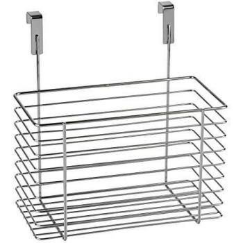 WENKO Cesto para colgar, formato grande, Metal cromado, 24 x 24.5 x 15 cm, Cromo