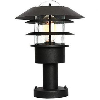 Linterna de jardín Helsingor, altura 30,5 cm, linterna de pedestal de exterior ligera negra, IP44, E27