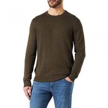 Jack & Jones Sudadera Emil Knit Noos Hombre Olive Night, 100% algodón, ajuste regular, cuello redondo, manga larga, diseño clásico y cómodo