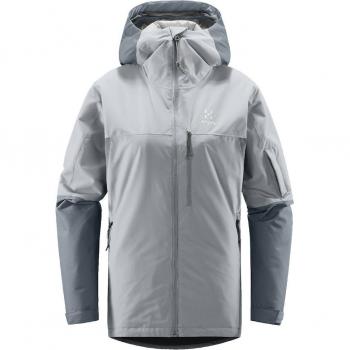 Chaqueta de mujer Gondol Insulated Haglöfs con capucha, color gris claro, talla M