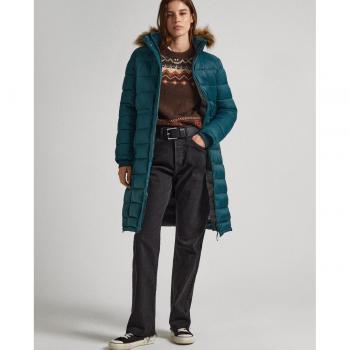 Pepe Jeans - Abrigo May Largo verde con capucha desmontable y estilo moderno