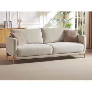 Sofá de 3 plazas de tela beige DORMATI