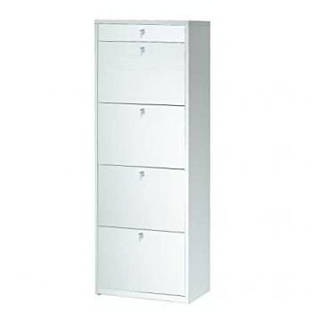 Zapatero con 4 puertas y 1 cajón superior en Fresno Blanco 63x29xh164 cm