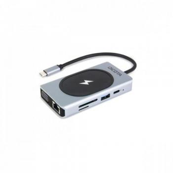 Hub USB-C 10 en 1 Dicota D32059 Carga Rápida 100W, Salida 4K, HDMI y VGA, Color Negro y Plata