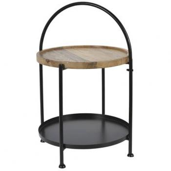 Mesa auxiliar Well Home con dos bandejas color negro Ø39x55cm