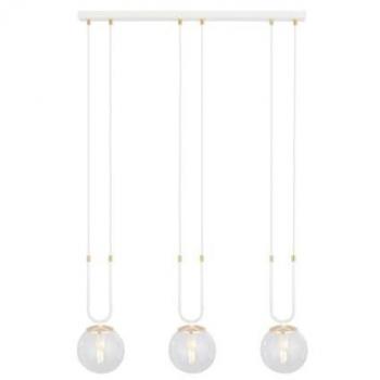Lámpara de Suspensión Glam Blanca, Acero con Recubrimiento de Polvo y Vidrio, 70x115x15 cm