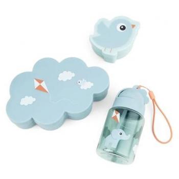 Set de Almuerzo y Merienda Done by Deer™ con Botella de Pajita Playground Azul