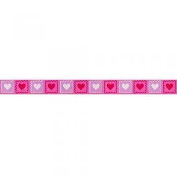 Cenefas autoadhesivas modernas para habitación infantil, diseño de corazones en tonos rosas, 0.05 x 5 m