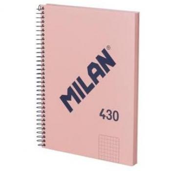 Cuaderno A5 Espiral Tapa Dura 80 Hojas Cuadriculado 5x5 mm Rosa Milan 430