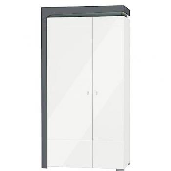Armario Teo 2 puertas con LED en estratificado blanco y gris