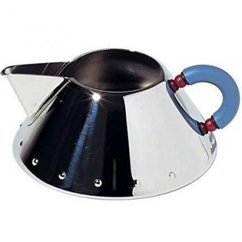 Alessi 9096 - Jarra de acero inoxidable para leche, color plateado y azul