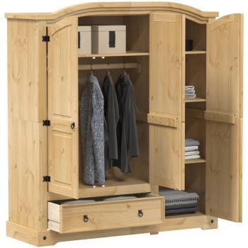 Armario Madera Maciza de Pino Crown 151,5x52x170 cm Marrón