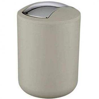 WENKO Cubo con tapa oscilante Brasiltaupe 2 l - a prueba de rotura Capacidad: 2 l, Plástico