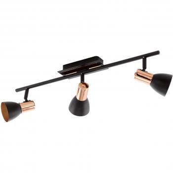 Regleta de Focos LED Barnham 58,5 cm, Negro/Cobre, 3 Bombillas GU10