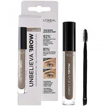 L'Oreal Paris UnbelievaBrow Long-Lasting Eyebrow Gel, Smudge-Proof, Transfer-Proof, Waterproof, 104 Brown