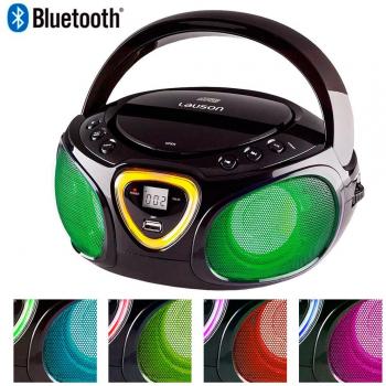 Lauson CP452 Radio Reproductor de CD con Luces Led Multicolores en los Altavoces. Lector USB para Reproducir Música MP3, Boombox Radio Digital FM y Conexión Bluetooth