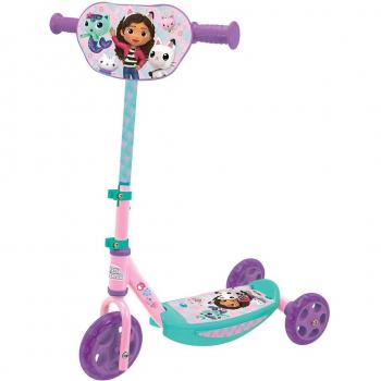 Patinete de 3 Ruedas La Casa de Muñecas de Gabby - Manillar Regulable en Altura, Robusto Chasis de Metal, Soporta hasta 20Kg, A Partir de 3 años
