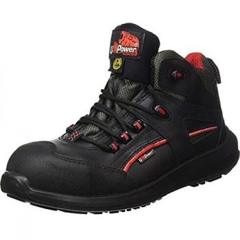 Botas de seguridad U-POWER Teca talla 40 cuero negro / rojo S3 SRC ESD EN20345