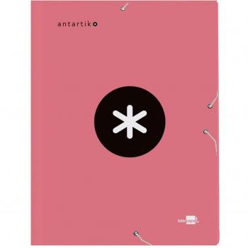 Carpeta Liderpapel Antartik A4 con Gomas y 3 Solapas de Cartón Forrado en Color Coral