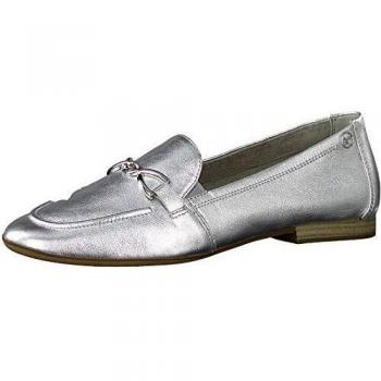 Tamaris Mujer Mocasines 24211-24, señora Zapatilla Deportiva, Slip-on,de Moda,Calzado Informal,de Ocio,Silver Metall,37 EU / 4 UK
