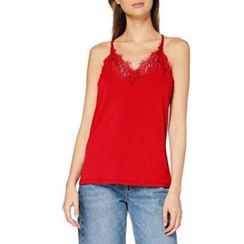 Vero Moda Vmmilla S/l Lace Top Color Camiseta sin Mangas, Rojo