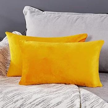 Deconovo Fundas para Cojines de Almohada del Sofá Cubierta Suave Decorativa Protector para Hogar 2 Piezas 30 x 50 cm Amarillo Claro