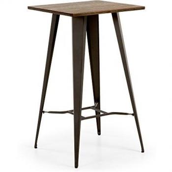 Kave Home - Mesa de Comedor Alta Malira 60 x 60 cm de Madera con Estructura de Acero en Grafito