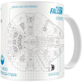 SD Toys SDTSDT89003 - Taza de cerámica, diseño Star Wars Episodio 7, Halcón Blueprint, color blanco y azul