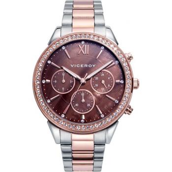 Reloj Viceroy Chic 401262-43 de mujer en acero multifunción con esfera madreperla y bisel con circonitas