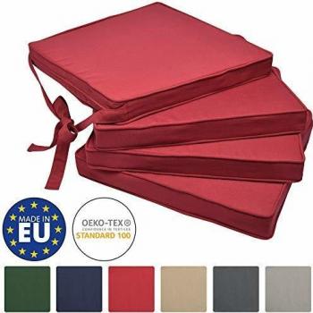 Set de 4 Cojines para Sillas Loft SK - Cojines Elegantes y Modernos Rojo 45x40x5 cm - Comodidad y Resistencia con Lazos de Sujeción
