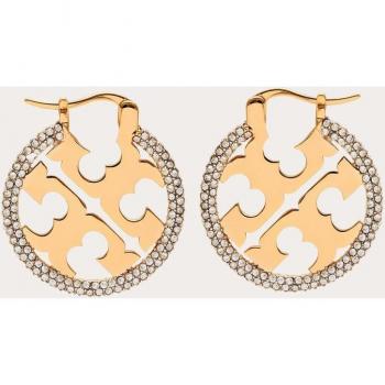 Tory Burch Golden Tone Miller Earrings, Yellow, Female, Size: ONE SIZE