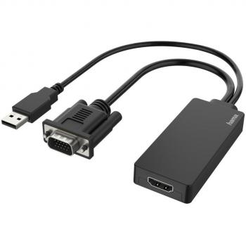 Adaptador VGA a HDMI Hama 00200342 - Conexión VGA y USB a HDMI, Full HD 1080p, color negro