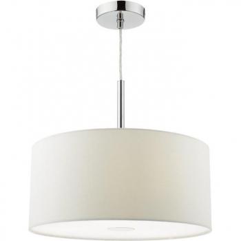 Lámpara colgante cilíndrica Ronda en blanco suave y cromo pulido, 40 cm, 3 luces E27