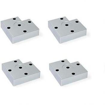 EMUCA Pies para muebles de plástico gris metalizado, Patas para mueble, Lote de 4 pies de altura 15 mm