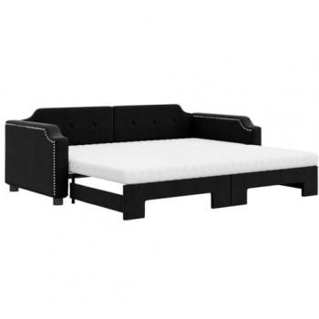 Sofá cama nido extraíble con colchón de tela negro 100x200 cm